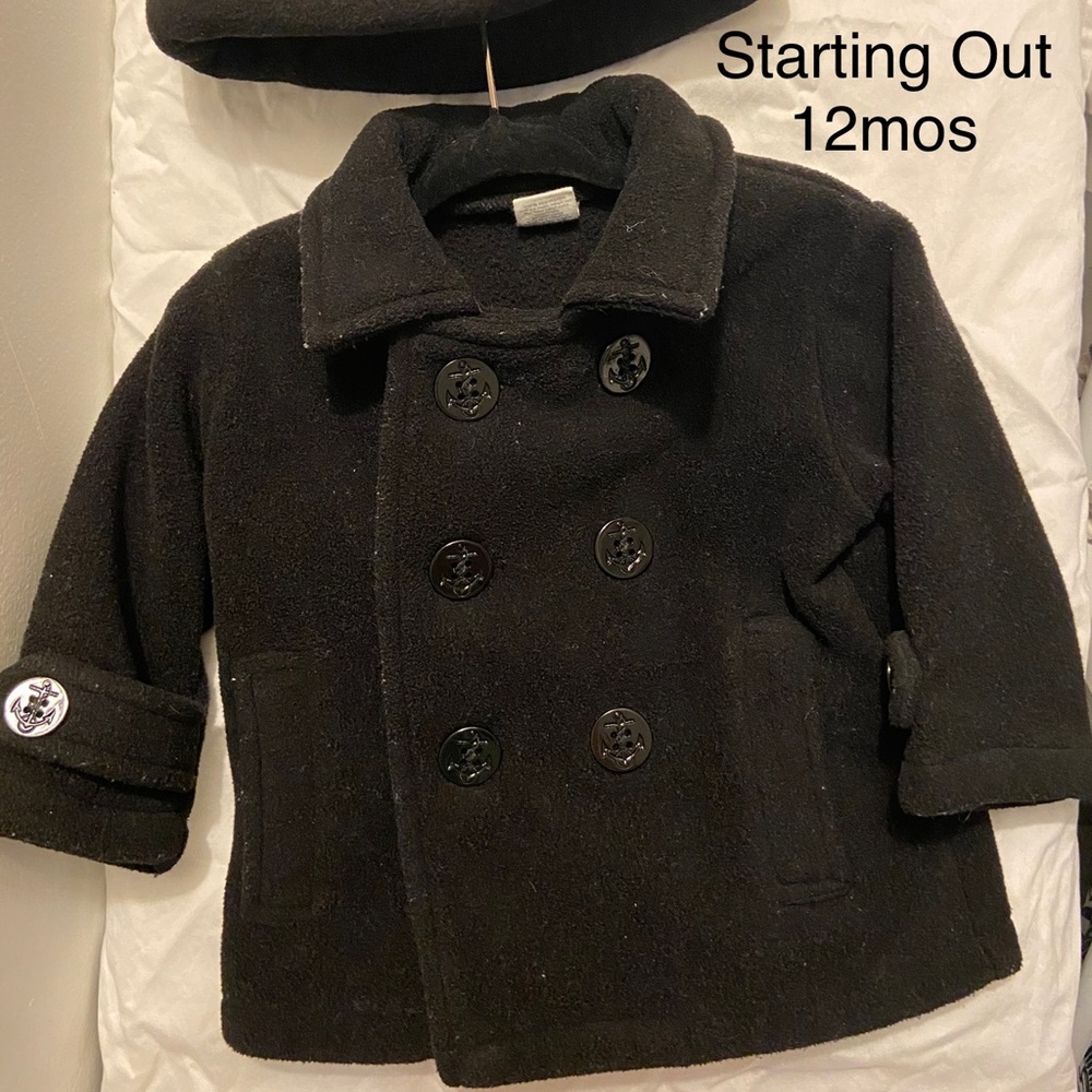 Baby boys winter pea coat with hat